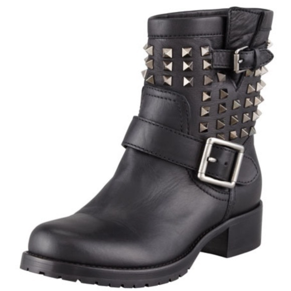 Valentino Shoes - Valentino Black Combat Boots with Silver Studs